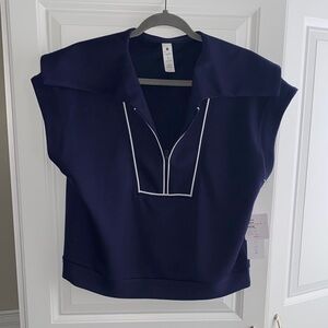 Yogalicious Navy Academy Scuba Monaco Half Zip Top Blue Women's Large NWT